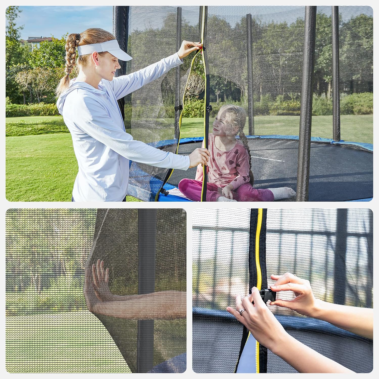 SONGMICS Trambulina pentru copii cu plasa de protectie exterioara, diametru 183 cm, 100 kg, albastru Household NewTrend