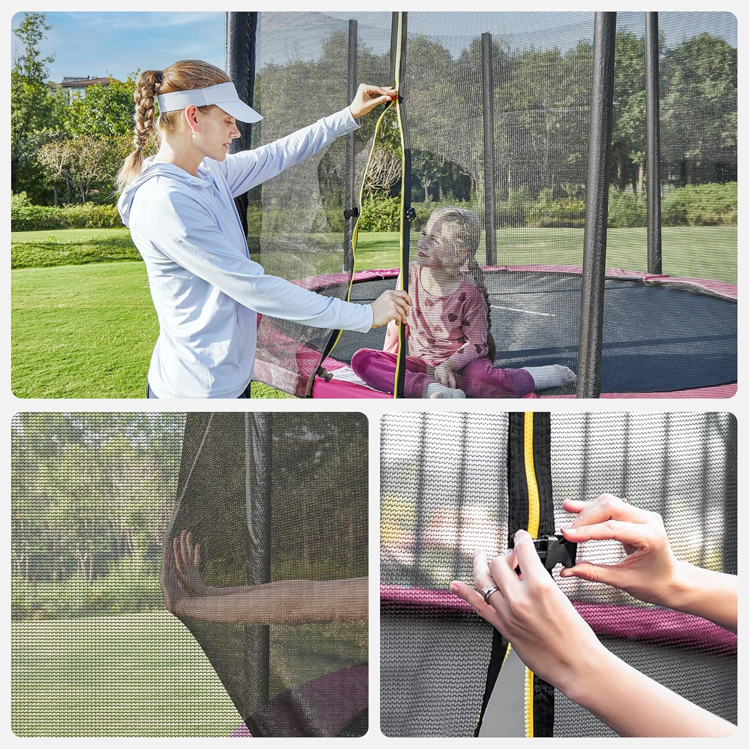 SONGMICS Trambulina pentru copii cu plasa de protectie exterioara, diametru 183 cm, 100 kg, roz Household NewTrend