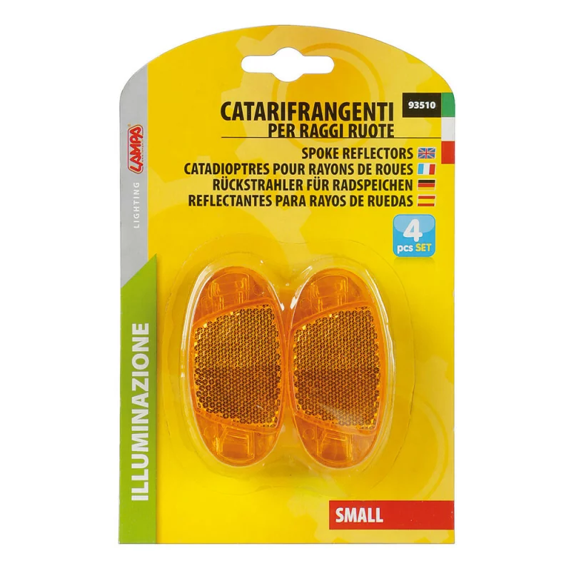 Set 4 catadioptri reflectorizanti pentru spite bicicleta, galben, Lampa