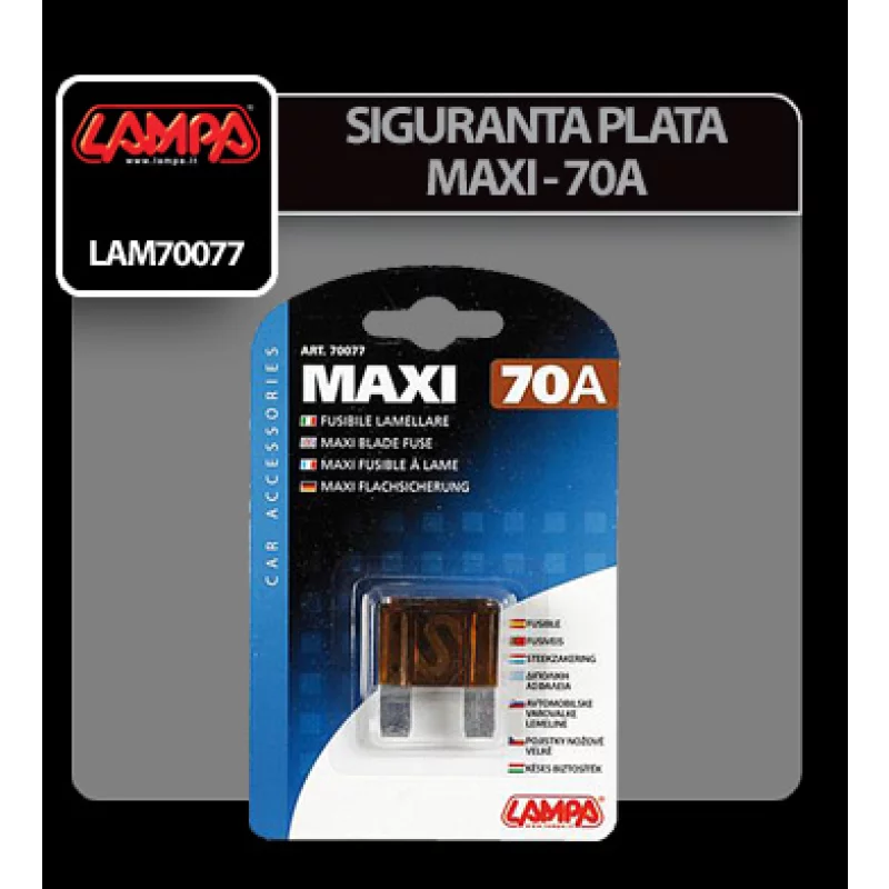 Siguranță plată Maxi 70A auto Lampa, siguranță lamelară pentru circuit electric