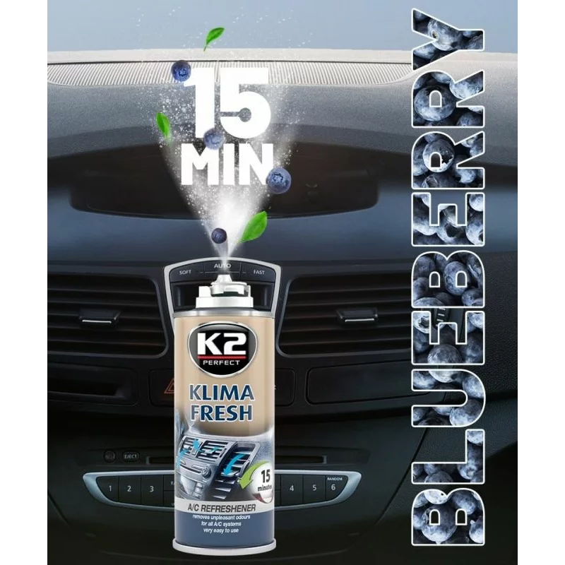 Spray curatare si improspatare aer conditionat auto K2 Klima Fresh 150 ml Coacaz
