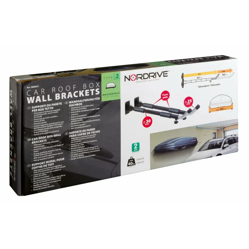 Suporti perete telescopici pentru cutie bagaje, 2 buc, Type 2