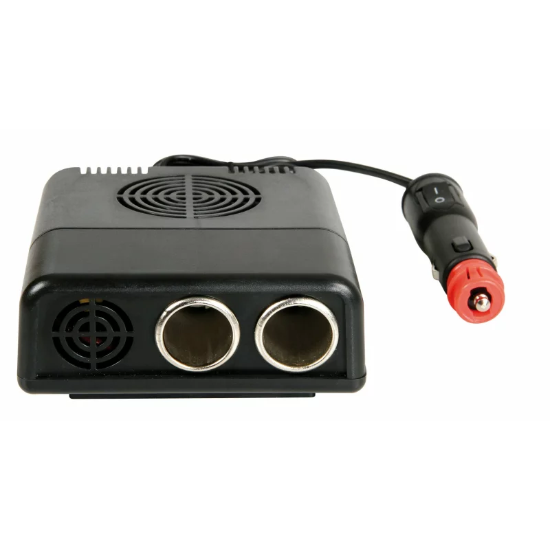 Transformator auto 24V la 12V 8A cu 2 prize bricheta si ventilator