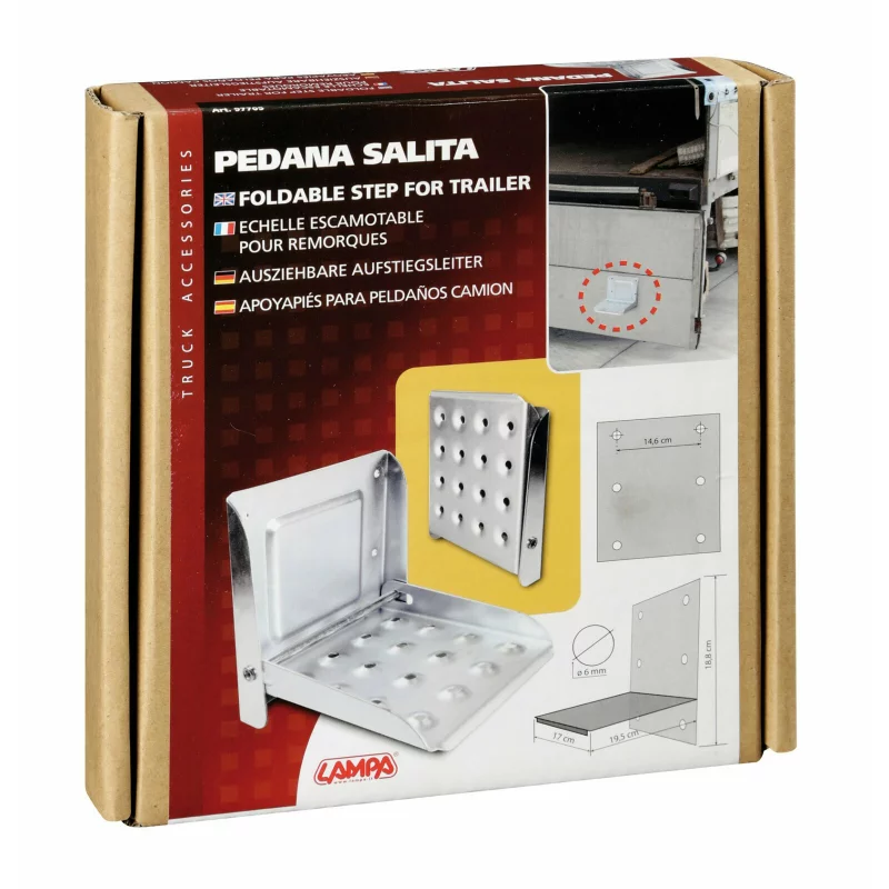 Treaptă pliabilă metalică galvanizată pentru oblon camion, trailer sau remorcă