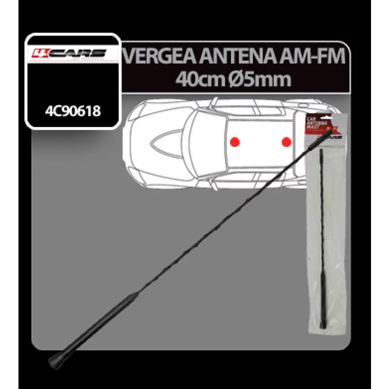 Vergea antena auto AM/FM 4Cars, flexibila, 40 cm, montaj 5 mm