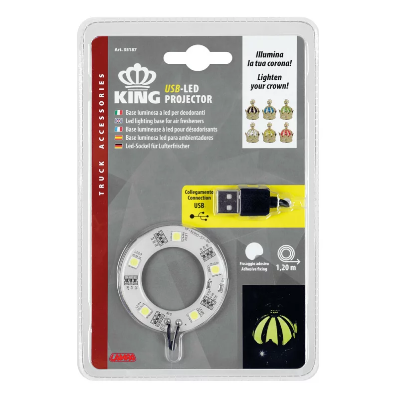 Baza LED USB pentru odorizant King cu 5 LED-uri si banda adeziva