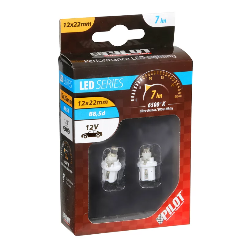 Bec LED 12V alb pentru iluminat bord auto, soclu B8.5d, set 2 buc