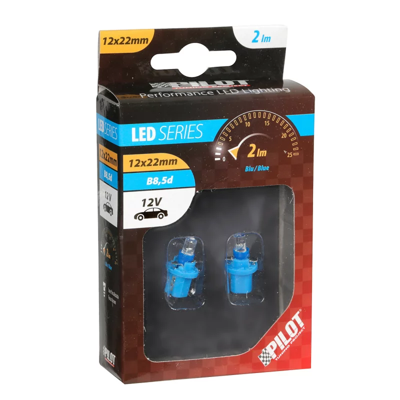 Bec LED 12V pentru iluminat bord auto, soclu B8.5d, albastru, set 2 buc