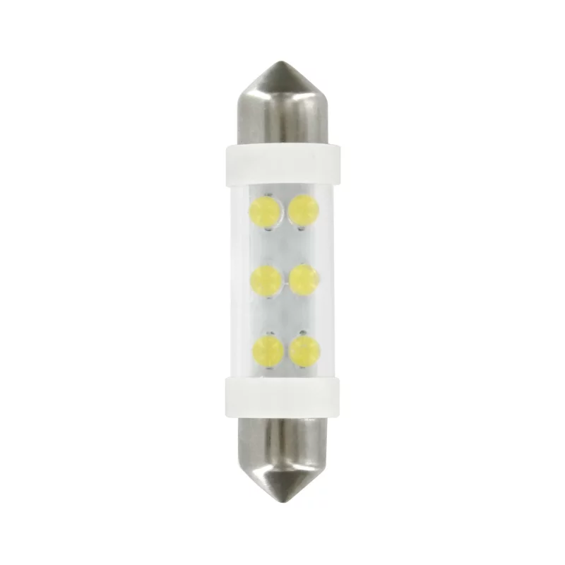 Bec LED sofit 24V cu 6 LED-uri 11x41mm SV8.5-8, alb, set 2 buc