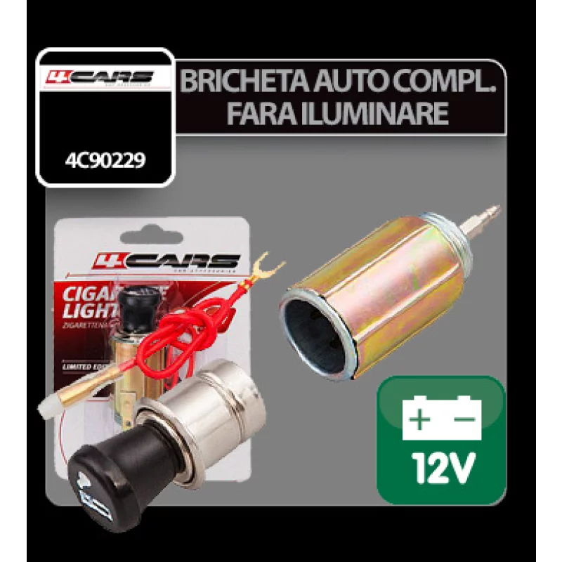 Brichetă auto completă 12V 4Cars, fără iluminare, cu eliberare automată