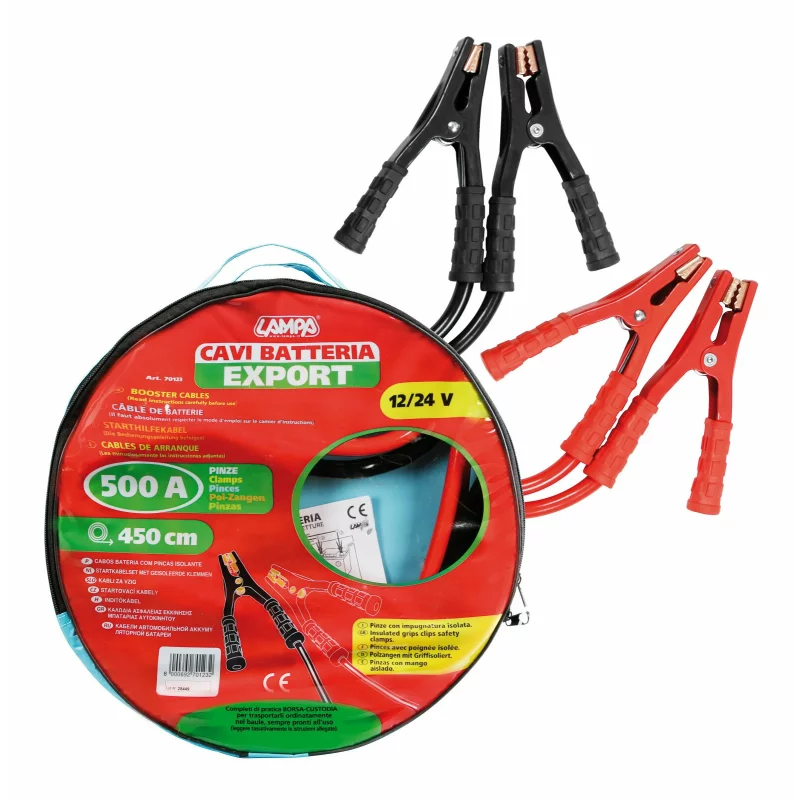 Cablu transfer curent auto 500A, 450 cm, 12/24V, set 2 bucati Lampa