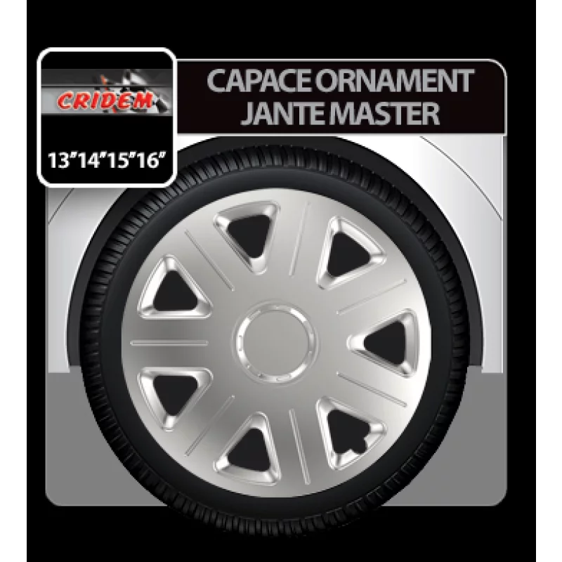 Capace roti auto Master argintii 15 inch, set 4 bucati din ABS