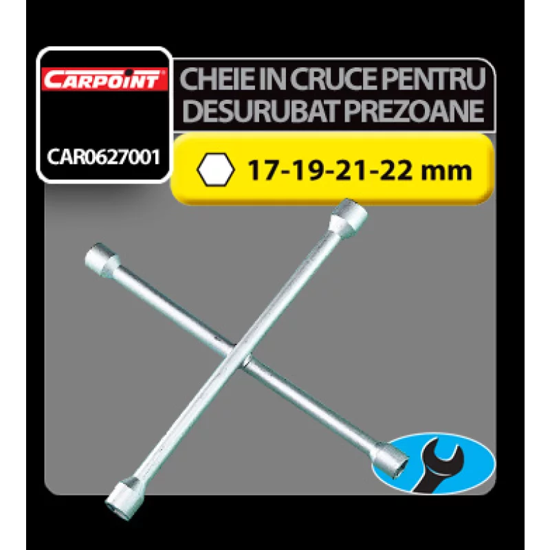 Cheie in cruce pentru prezoane roti 17-19-21-22 mm Carpoint