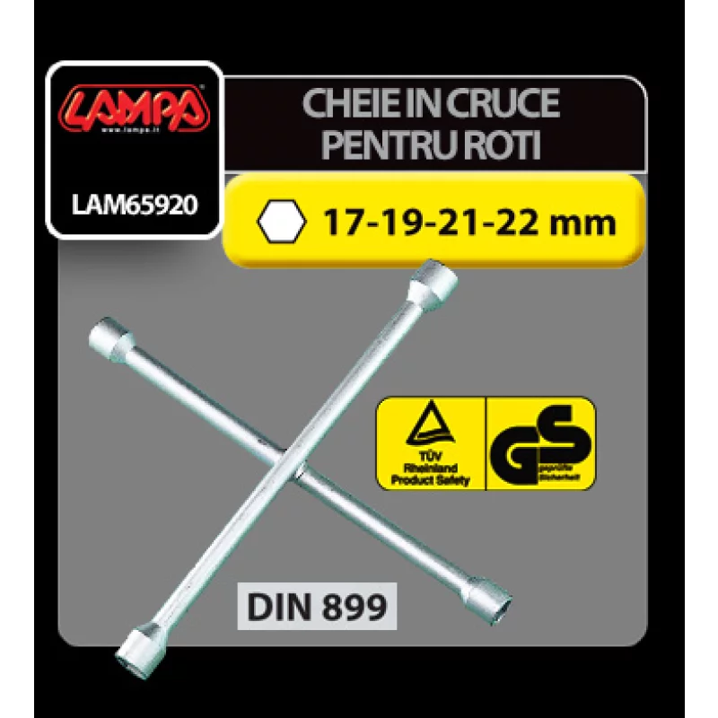 Cheie in cruce pentru prezoane roti 17-19-21-22 mm, 380 mm, Lampa