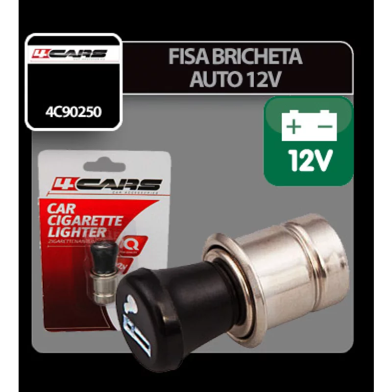Fisa bricheta auto 4Cars 12V, Ø22 mm, pentru majoritatea autoturismelor europene