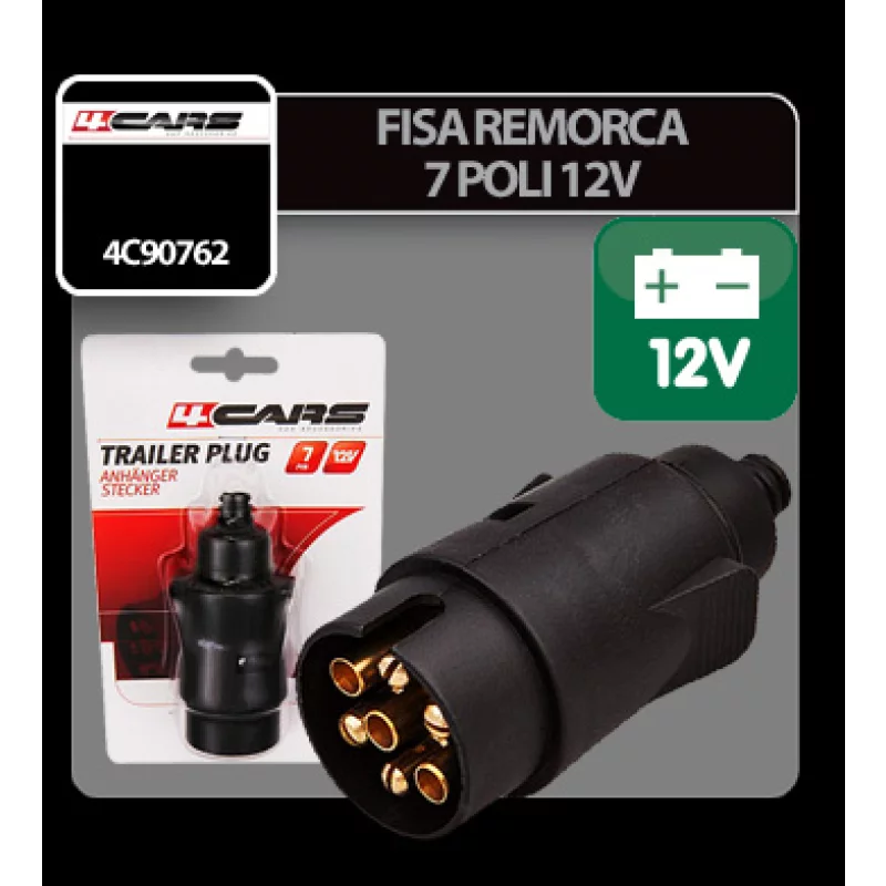Fisa remorca 7 poli 12V din plastic 4Cars pentru instalatie electrica