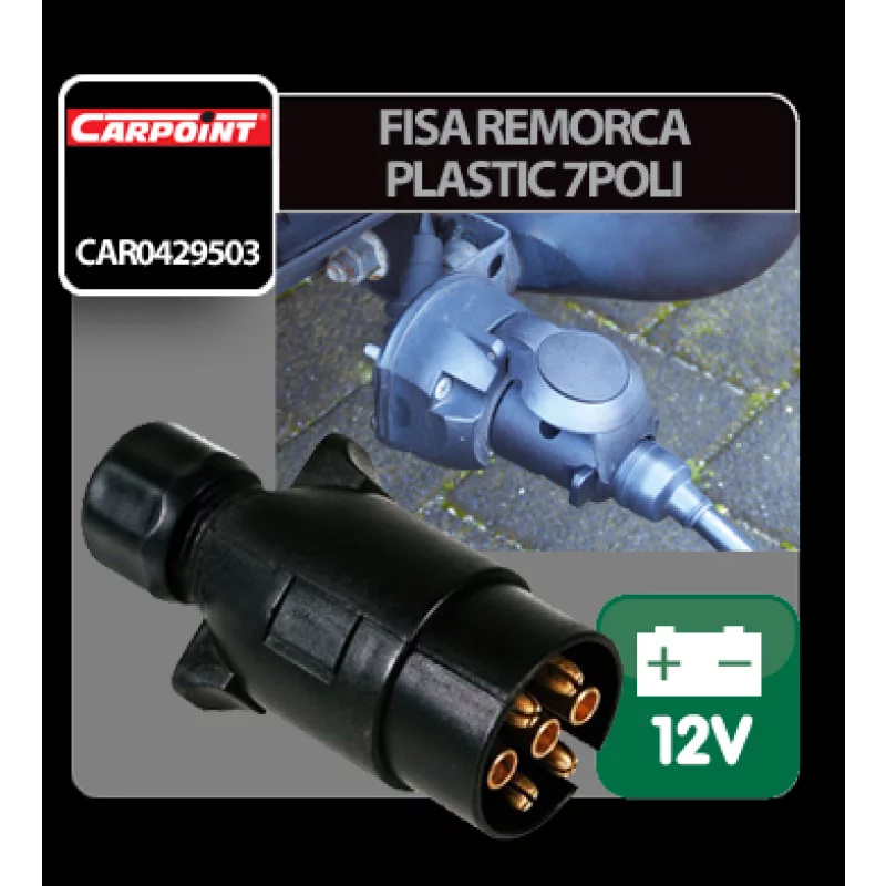 Fisa remorca 7 pini Carpoint 12V din plastic pentru conectare sigura