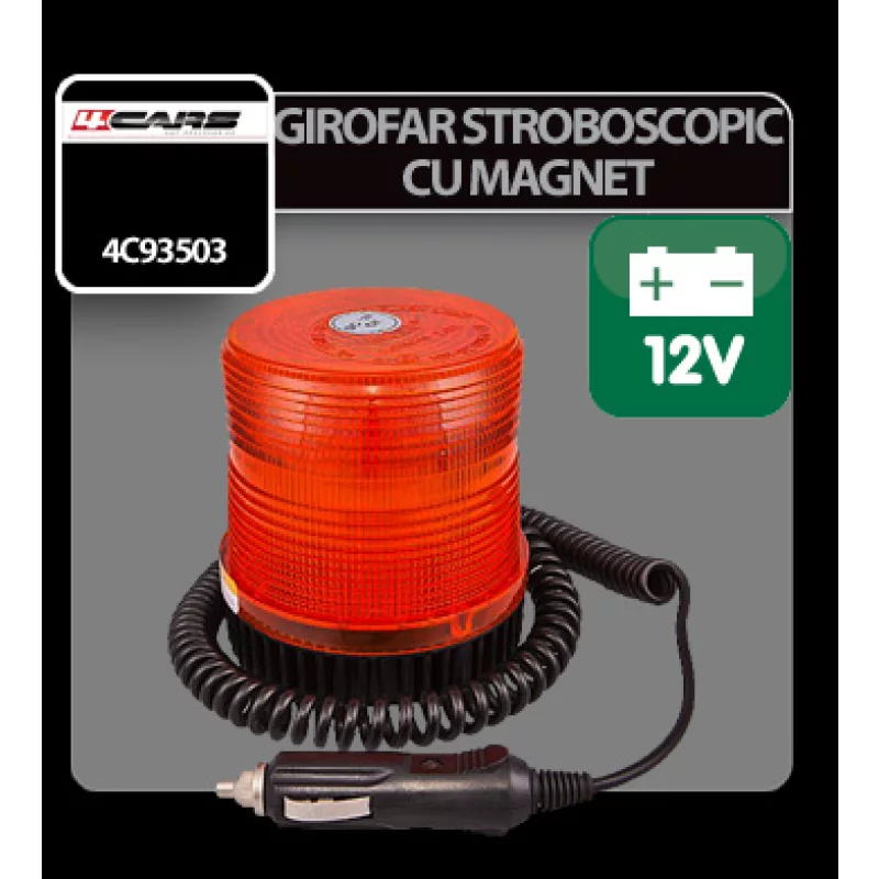 Girofar stroboscopic galben 12V cu magnet pentru auto 4Cars