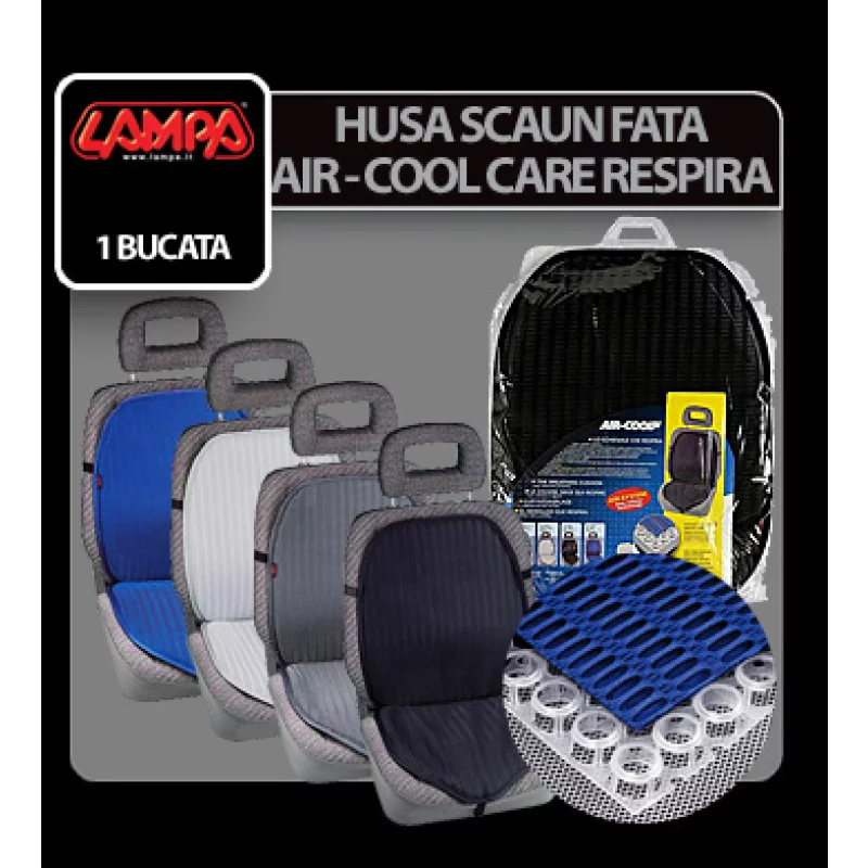 Husă respirantă pentru scaun față auto Air-Cool, universală, negru