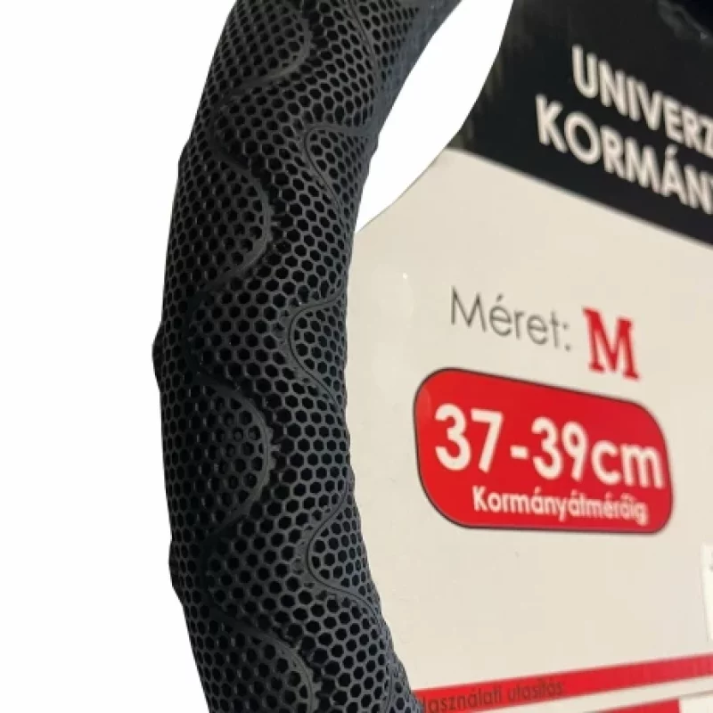 Husă volan auto neagră M 37-39 cm, aderentă și confortabilă