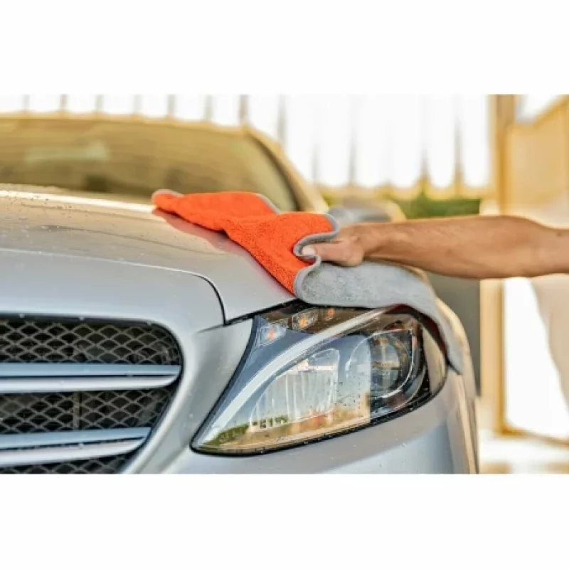 Lavetă din microfibră cu față dublă Premium 40x60 cm, gri-portocaliu