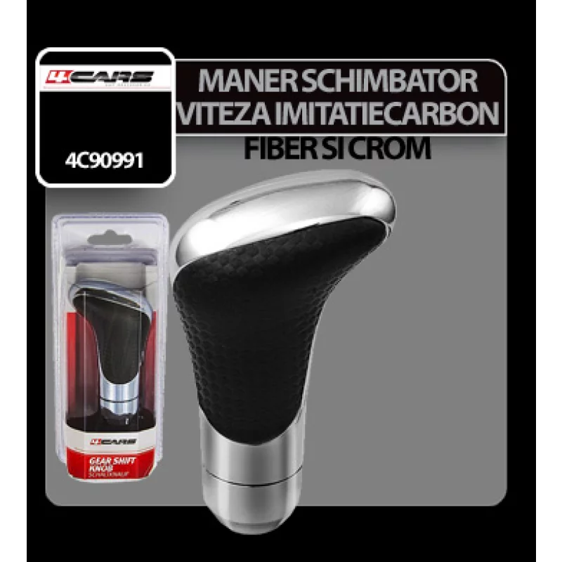 Maner schimbator viteze universal 4Cars, aspect carbon si crom