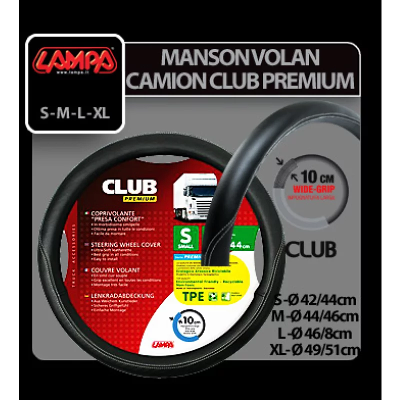 Manson volan camion Club Premium, marimea M, 44-46 cm, negru