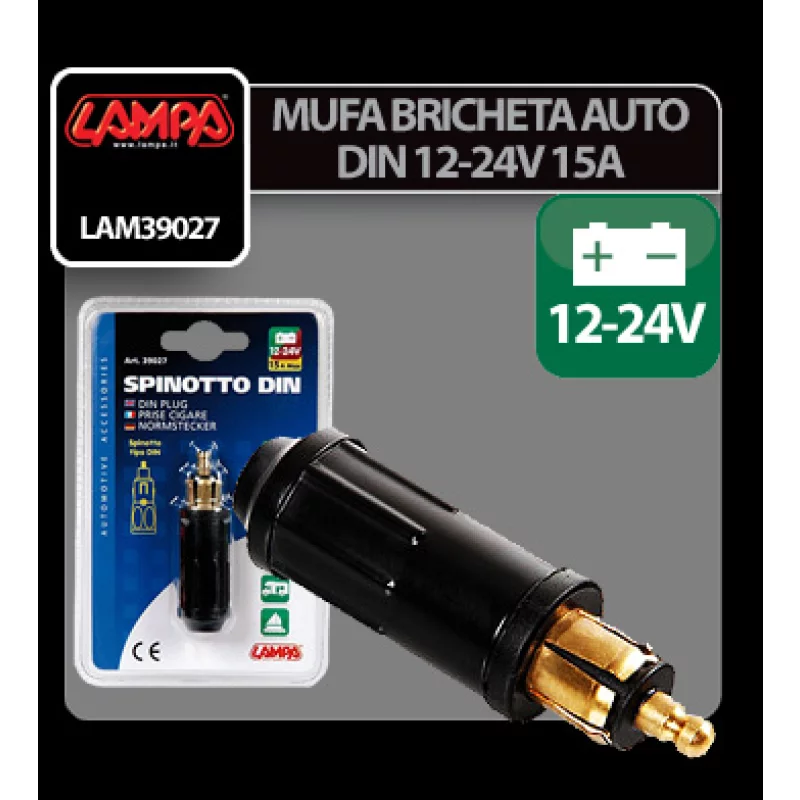 Mufa bricheta auto DIN 12/24V 15A pentru alimentare accesorii