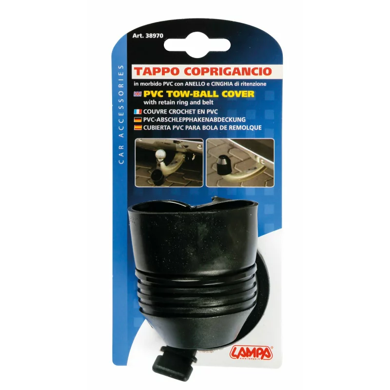 Capac protecție cârlig remorcare cu inel de siguranță, negru, PVC