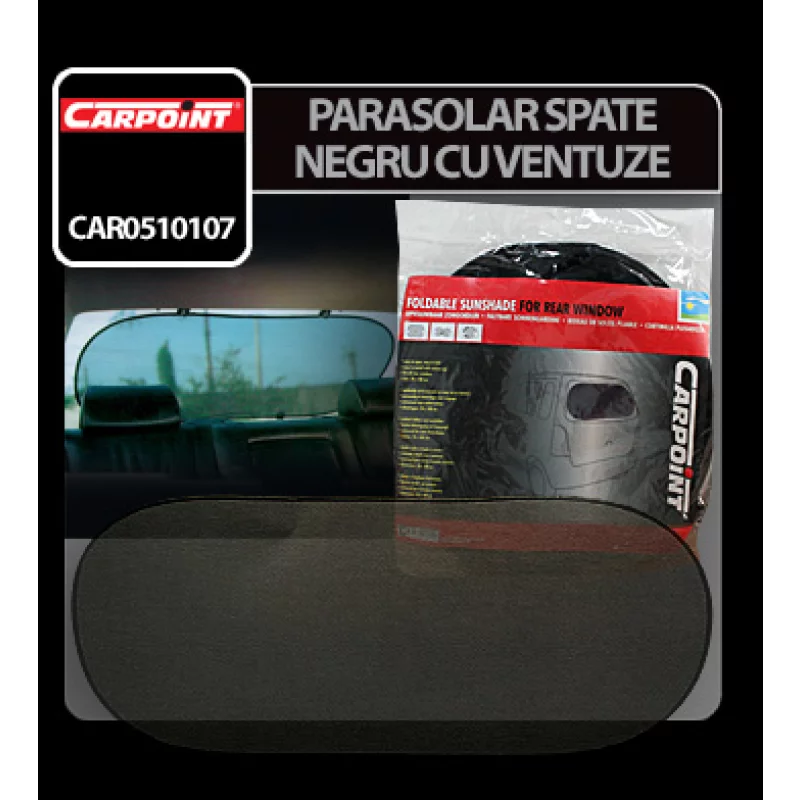Parasolar lunetă auto cu ventuze Carpoint, negru, 50x100 cm