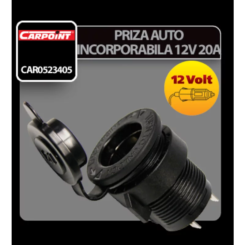 Priză auto încorporabilă 12V 20A cu capac etanș, Carpoint