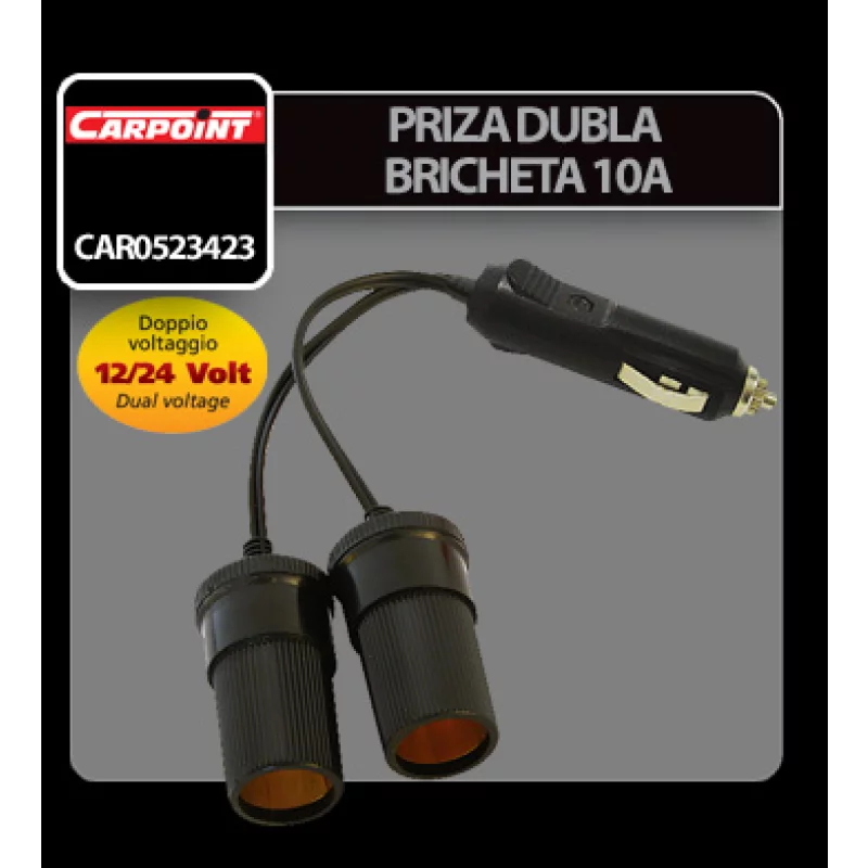 Priză dublă pentru brichetă auto 12-24V 10A Carpoint