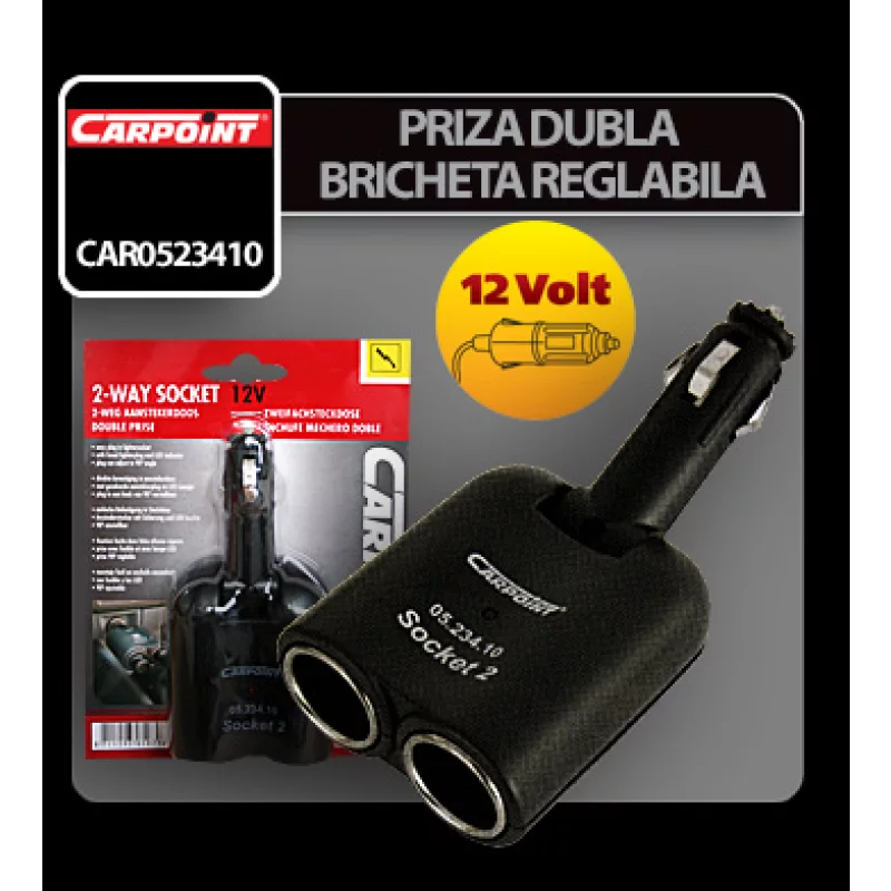 Priza dubla bricheta auto reglabila 12V 5A Carpoint pentru masina