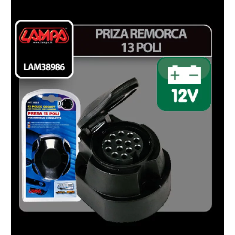 Priza remorca 13 poli din plastic Lampa, conectare 12V sigura
