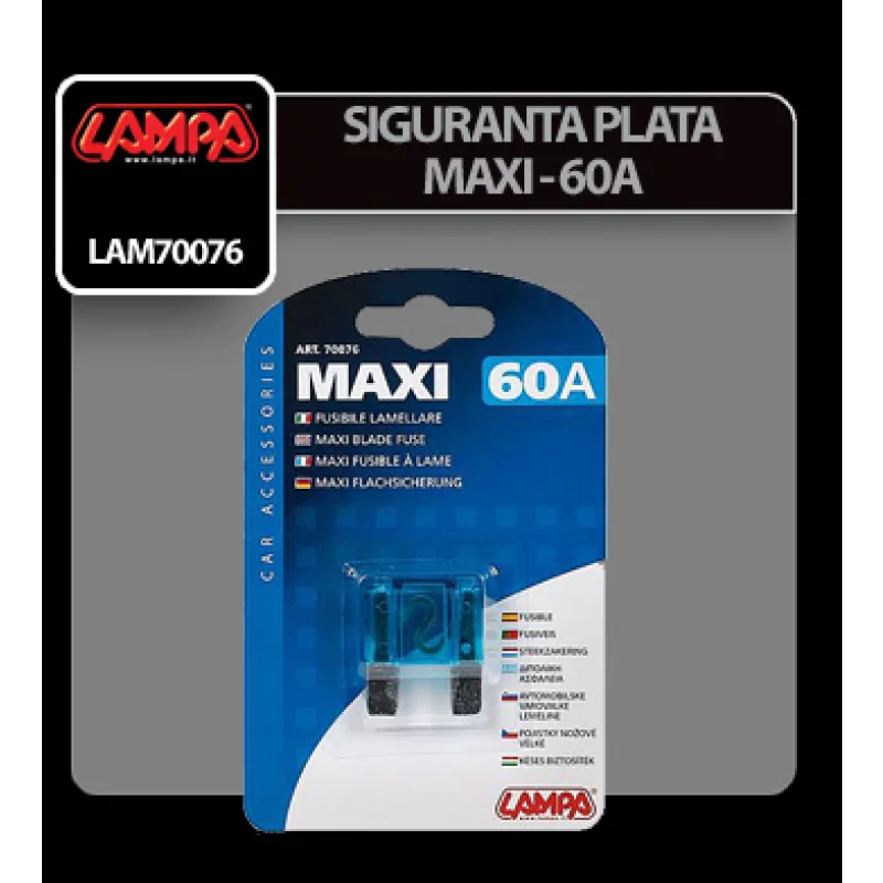 Siguranta plata Maxi 60A auto pentru protectia circuitelor electrice