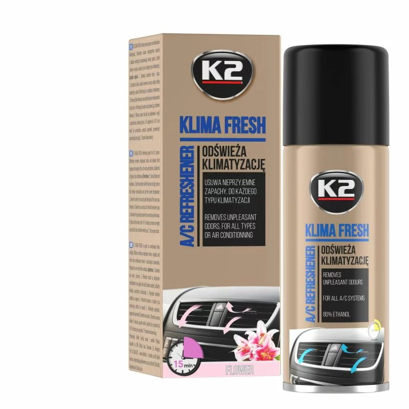Spray curățare și igienizare aer condiționat auto K2 Klima Fresh 150 ml Floare