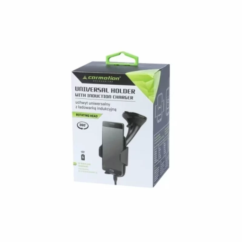 Suport telefon mobil cu ventuza cap rotativ incarcare Wireless Qi inductiva