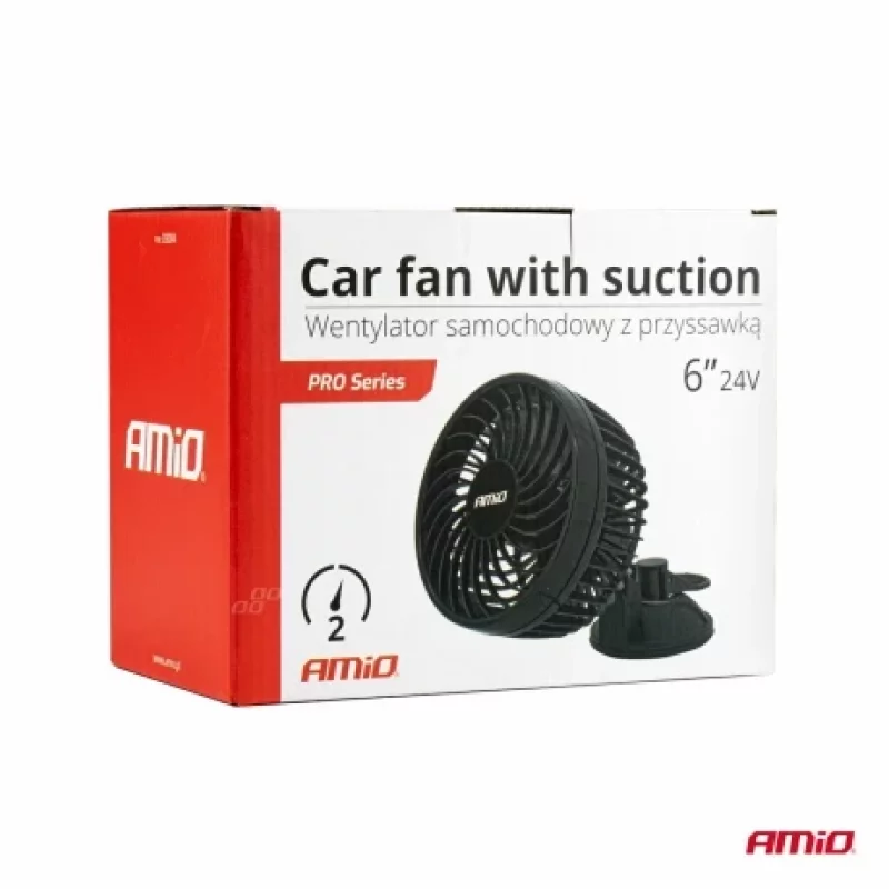 Ventilator auto 24V Amio 6 inch cu ventuza si 2 viteze