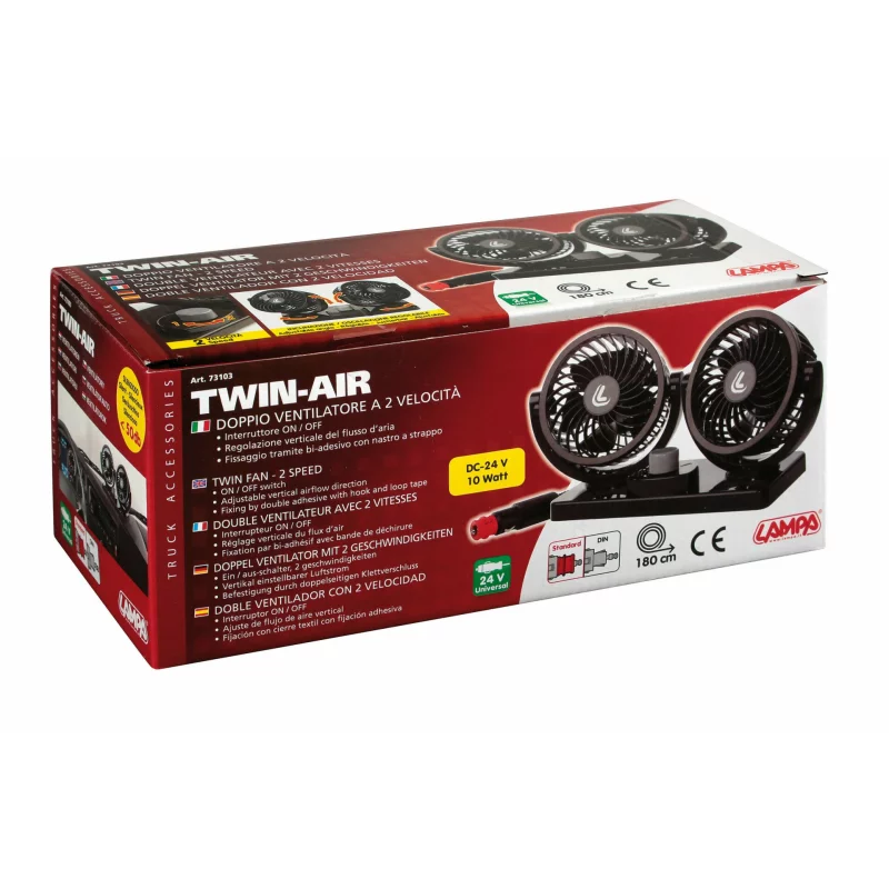 Ventilator dublu auto 24V Twin-Air, 2 viteze, diametru 4 inch