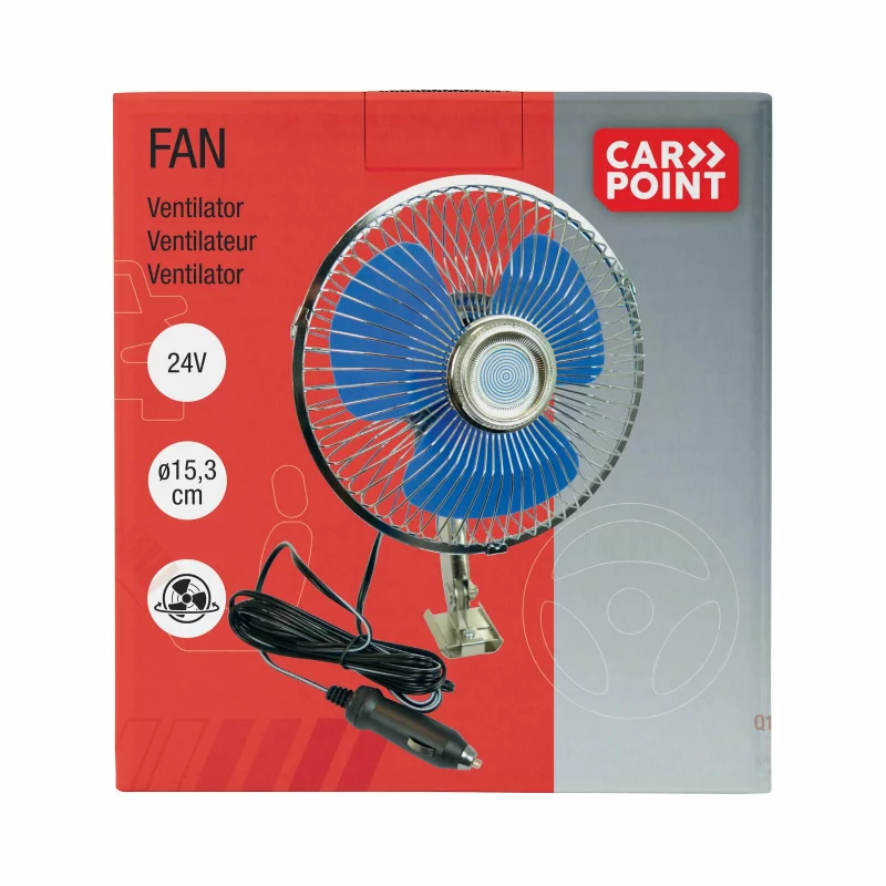 Ventilator oscilant auto Carpoint 24V cu grila metalica si suport