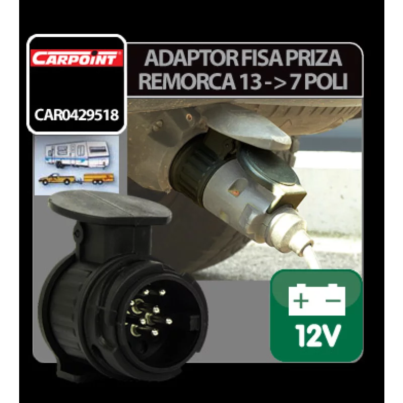 Adaptor remorcă 13 la 7 pini scurt, 12V, Carpoint