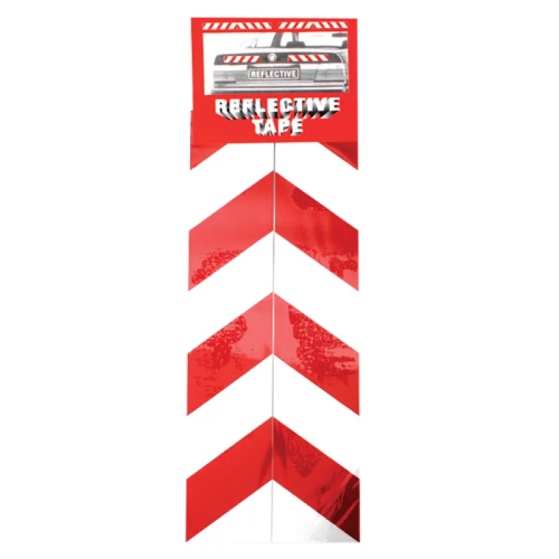 Autocolant reflectorizant rosu-alb 5x30 cm, set 2 bucati pentru exterior