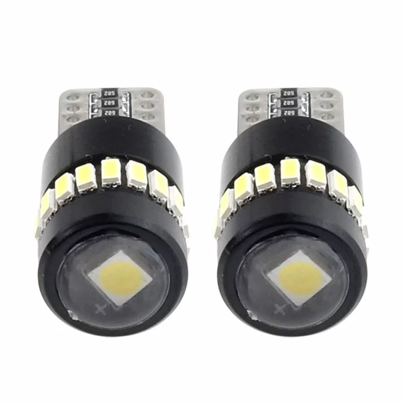 Set 2 becuri LED W5W T10 Canbus 12/24V, 18+1 SMD 3014, alb