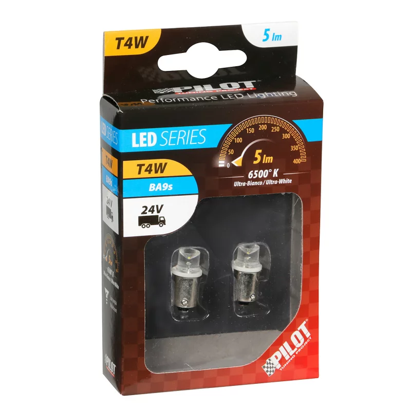 Bec LED BA9s 24V T4W alb pentru bord si pozitii interioare, set 2 buc