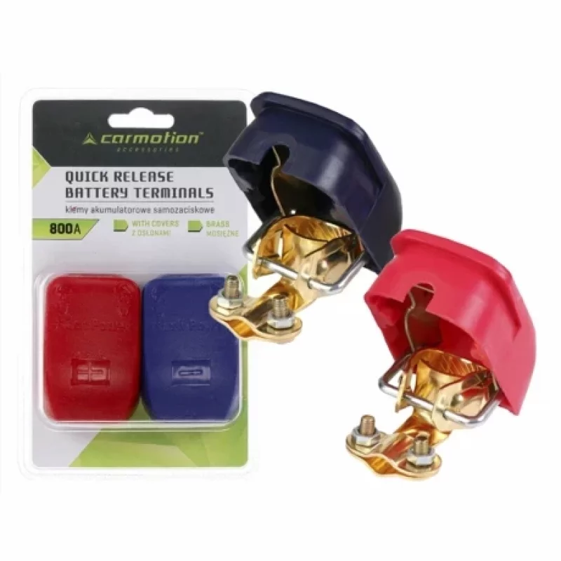 Borne acumulator cu cuplare rapidă 800A Carmotion, set 2 bucăți roșu/albastru
