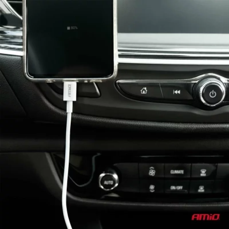 Cablu USB-C la Lightning 20W, 1m, pentru incarcare si date, Amio alb