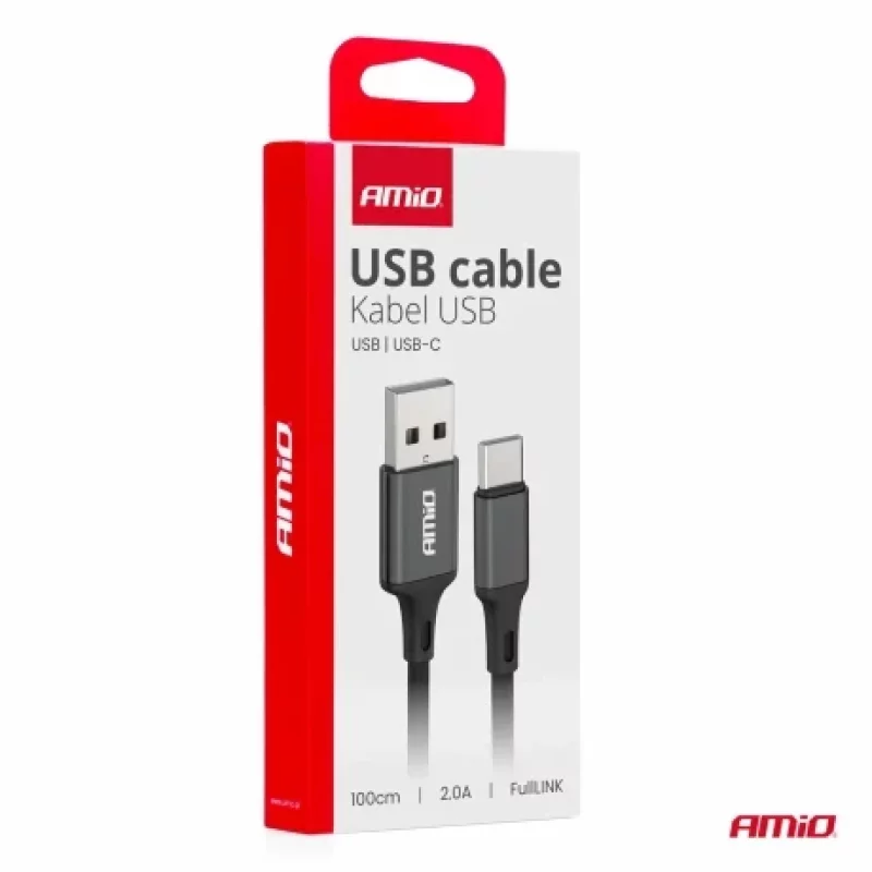 Cablu USB la USB-C 2A, 100 cm, pentru incarcare si date Amio