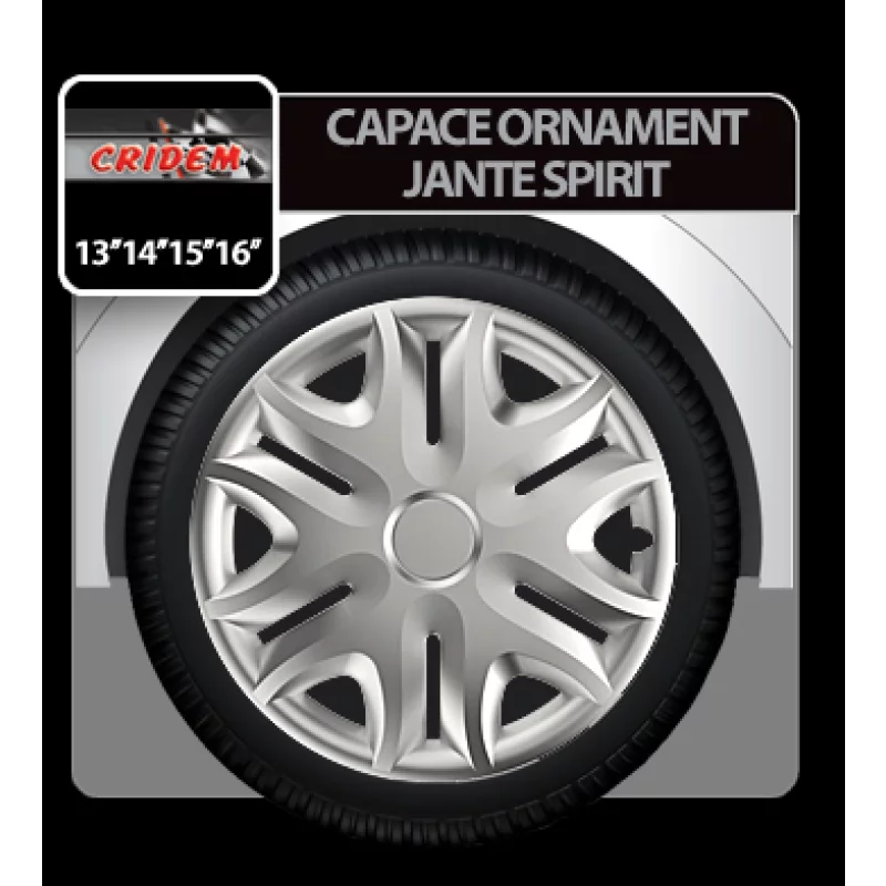 Set capace roti auto Spirit, argintii, 14 inch, 4 bucati, ABS