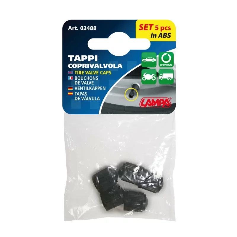Set 5 capace valve ABS negre universale pentru auto, moto si bicicleta