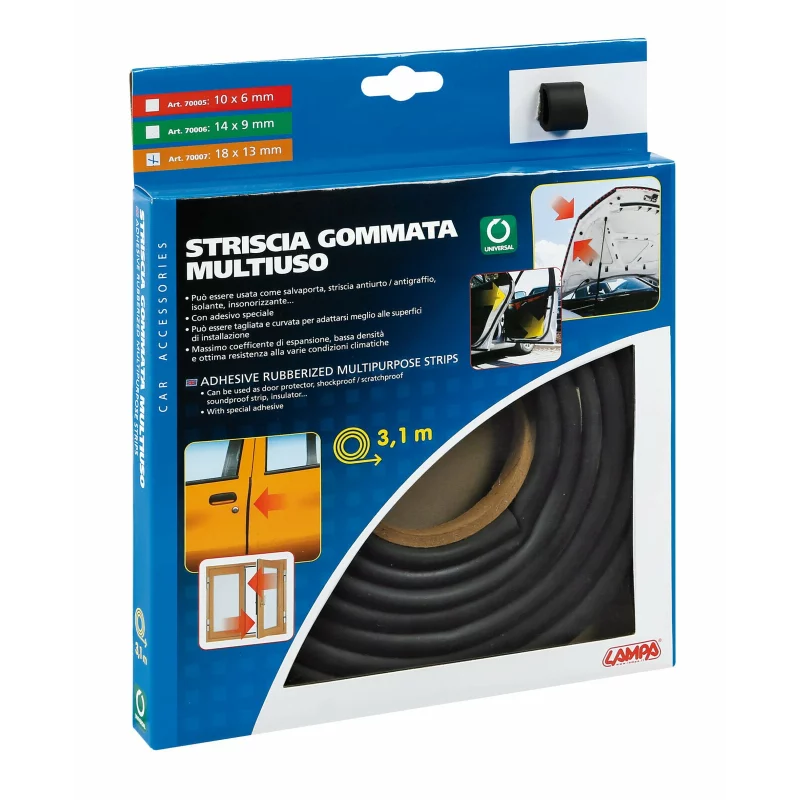 Cheder cauciucat universal cu adeziv 310 cm, 18x13 mm, negru